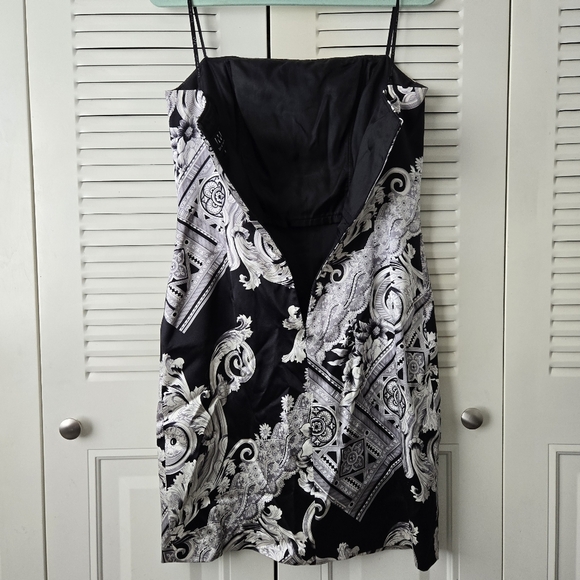 David Meister Y2K Silk Spaghetti Strap Paisley Bling Sheath Dress Size 8 #061 - Picture 4 of 9